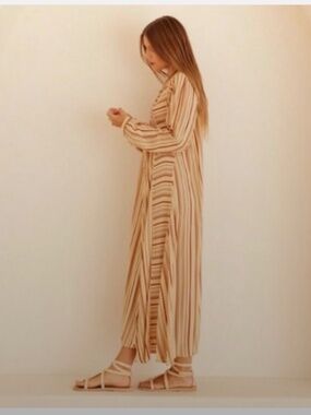 NWOT NATALIE MARTIN Fiore Maxi Dress  Stripe Cocoa Butter Small